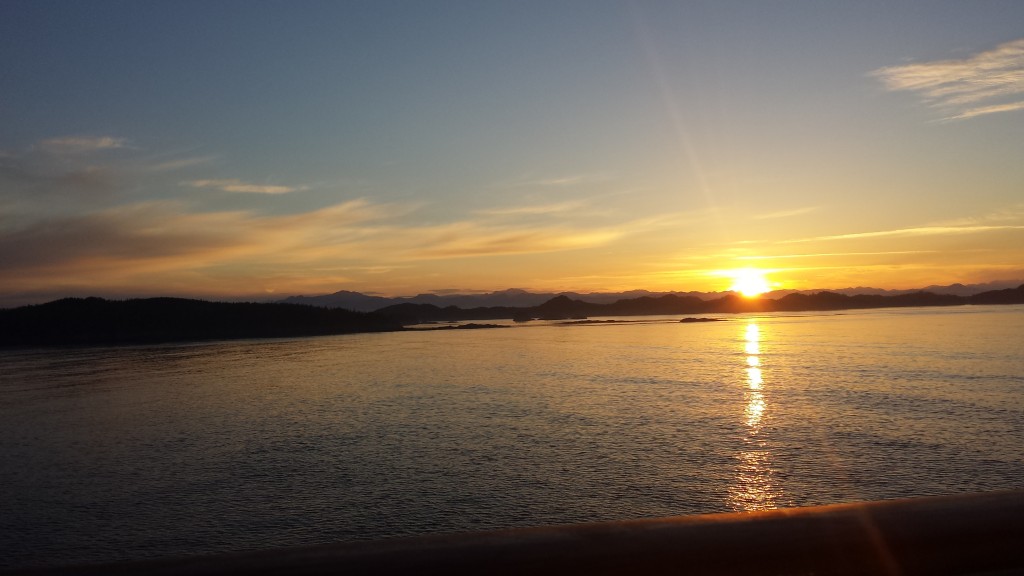 The sunrise over British Columbia's coast started a lovely first day at sea.
